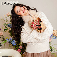 La·go·go 拉谷谷 Lagogo2021新款方领花型针亮丝针织衫女KCMM43XC16