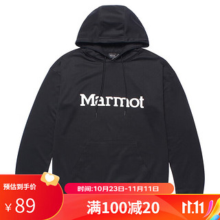 土拨鼠（Marmot）款卫衣休闲时尚圆领带帽套头上衣男女户外保暖外套 曜石黑001 S 欧码偏大