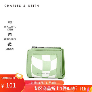 CHARLES & KEITH CHARLES&KEITHCK6-10770548女士拼色菱格迷你短款钱包 Mint Green薄荷绿色 XXS