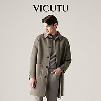 VICUTU 威可多 男士双面呢子大衣时尚战壕风中长款秋季羊毛毛呢外套