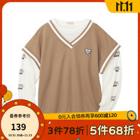 千趣会 SENSHUKAI童装女童卫衣春秋春秋女童休闲叠穿风设计棉质套头衫儿童卫衣 米色 110cm