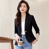 春秋2023黑色小西装外套女短款修身收腰休闲气质显瘦西服上衣