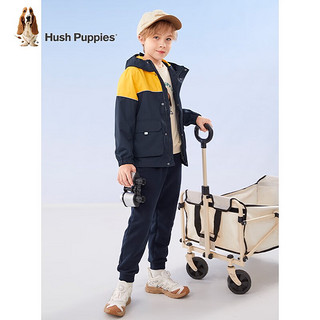 暇步士（Hush Puppies）童装儿童风衣男童春秋季男大童时尚拼色舒适风衣外套 藏蓝 140cm