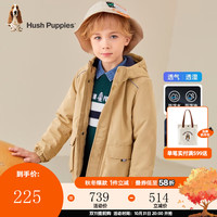 暇步士童装儿童厚风衣男女童冬季男女大童简约摇粒绒外套 暖卡其 140cm