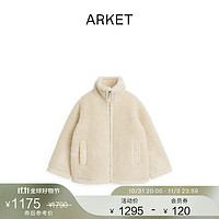 ARKET女装 仿羊羔毛短款高领拉链夹克外套1196670001 米白 170/96A