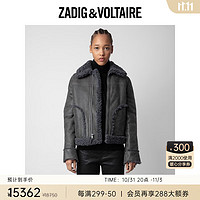 Zadig&Voltaire 飒迪格女装 23年秋冬甜酷风加绒羊毛革夹克短外套 023/烟灰色 S