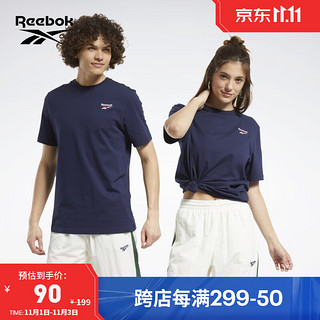 Reebok 锐步 官方情侣款TEE经典基础logo圆领运动休闲舒适短袖T恤 FT7428 A/M