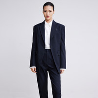 LILY丽丽 热销秋款时尚一粒扣经典条纹修身西装外套