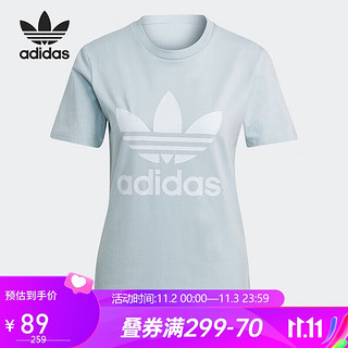 adidas 阿迪达斯 三叶草女子LOGO运动休闲短袖T恤GN2975
