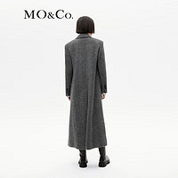 MO&Co;. 摩安珂 2023冬新品中性垫肩廓形长款含羊毛毛呢大衣外套MBC4OVC003 黑白纹理色 S/160