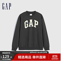 Gap 盖璞 男女装冬季2023新款碳素软磨抓绒卫衣841334宽松运动上衣 黑灰色 185/108A亚洲尺码