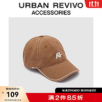 URBAN REVIVO 2023秋季新款女美式街头风字母刺绣棒球帽UAWA30107 卡其棕 F