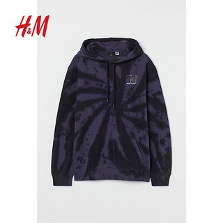 H&M 男装卫衣秋季休闲套头美式街头潮流落肩长袖连帽衫0892036 深蓝色/MTV 175/100A