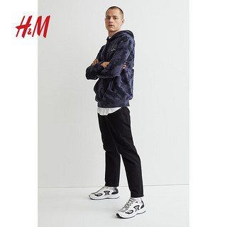 H&M 男装卫衣秋季休闲套头美式街头潮流落肩长袖连帽衫0892036 深蓝色/MTV 175/100A