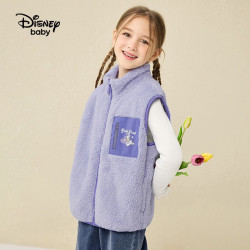disney迪士尼童装儿童男女童舒棉绒马甲时尚保暖坎肩上衣23冬db341d