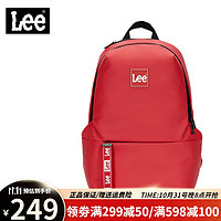 Lee 双肩包男女时尚背包品牌休闲商务15.6英寸电脑包防泼水书包 红色