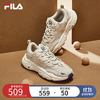 FILA 斐乐 女鞋老爹鞋火星鞋秋季潮流复古轻便厚底运动鞋 奶白/-F12W111141CGT 37.5