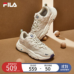 FILA 斐乐 女鞋老爹鞋火星鞋秋季潮流复古轻便厚底运动鞋 奶白/-F12W111141CGT 37.5