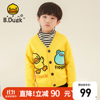 B.Duck小黄鸭童装男童毛衣儿童线衣秋装撞色休闲上衣洋气 阳光黄加绒(BF5212909) 105cm