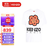 KENZO 凯卓 高田贤三（KENZO）男士 花朵徽标印花棉质T恤 FD55TS4454SO 01 白色 M