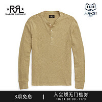 RRL 男装 23年秋华夫格针织棉亨利衫RL92357