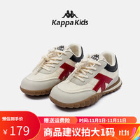 Kappa 卡帕 Kids背靠背卡帕儿童男女童潮流百搭休闲透气运动鞋拍大一码 006黑/红皮拍大一码 34码