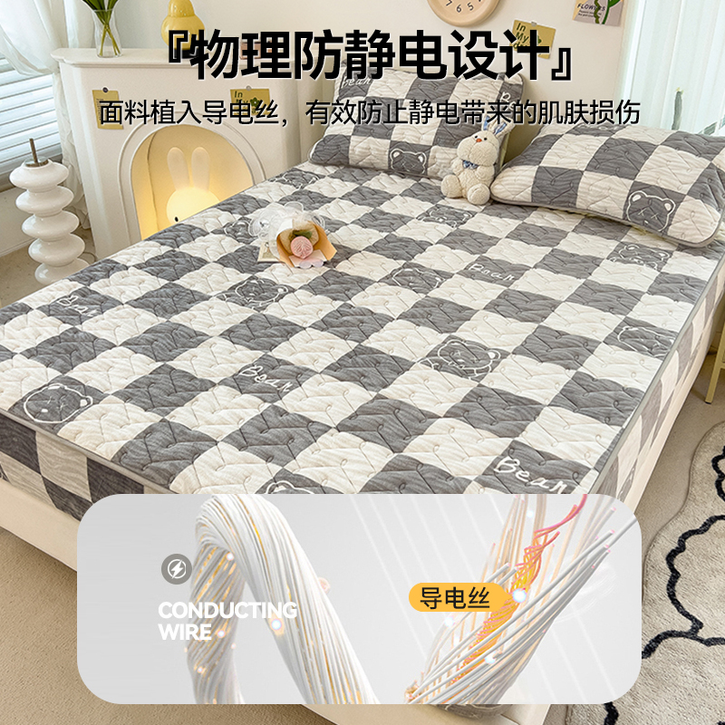 天蛾人 牛奶绒夹棉床笠单件床罩2023年新款冬季加厚珊瑚法兰绒床垫保护罩