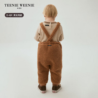 Teenie Weenie Kids小熊童装男女宝宝仿羊羔绒背带裤 米色 120cm