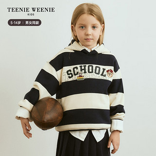 Teenie Weenie Kids小熊童装男女童条纹加绒连帽卫衣 黄色 150cm