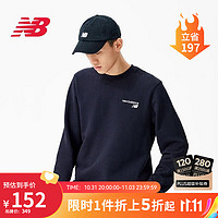 new balance 男款飞盘服经典圆领针织上衣纯色休闲长袖卫衣MT03911 BK XL