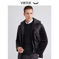 Virtue 富绅 棉衣男中长款外套加厚连帽保暖棉袄中年男士棉服爸爸冬装外套