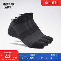 Reebok 锐步 官方男女同款SOCK运动健身训练休闲吸汗舒适短袜3双装 GH0408 S