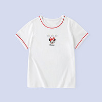 Disney 迪士尼 夏款纯棉女童领口撞色短袖T恤儿童T恤