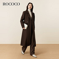 洛可可（ROCOCO）冬季羊毛大衣长款时尚毛呢外套女2023气质法式双面呢子上衣 咖啡 M