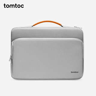 tomtoc 电脑包手提苹果笔记本macbook pro/air 14/16英寸M2保护套男女 灰色（棕提手） 14英寸