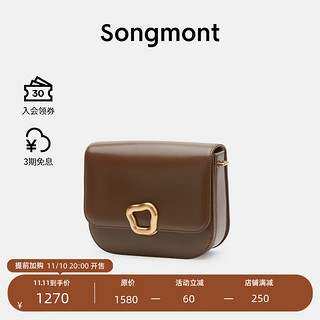 Songmont 崧 RESET系列 女士牛皮小方包 BB211029 焦糖色 中号