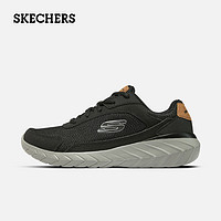 Skechers斯凯奇男鞋绑带缓震舒适休闲百搭休闲运动鞋网面鞋 黑色/炭灰色 39码