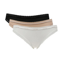 卡尔文·克莱恩 Calvin Klein CK女士内裤简约舒适三角内裤3条装QD3804E 黑/白/裸色 S