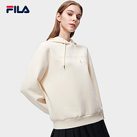 FILA 斐乐 官方2023春季新款针织连帽上衣女休闲百搭简约绣花卫衣