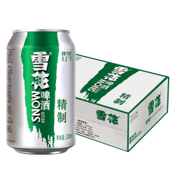SNOWBEER 雪花 啤酒24瓶一箱9度精制330mL罐装夏日酒水优级顺滑清爽麦香浓郁