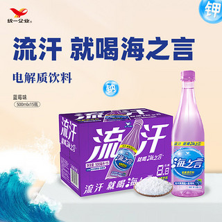 统一 海之言 运动饮料 海盐蓝莓黑加仑味 500ml*15瓶