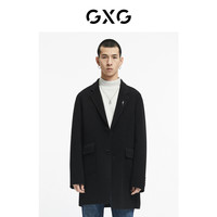 GXG 男装21年冬季新款商场同款重塑系列黑色长款大衣轻商务 黑色 170/M