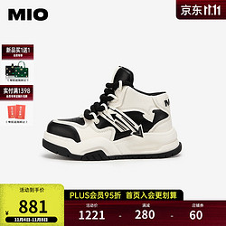 MIO 米奥（鞋） 米奥2023年冬季圆头拼色中跟时尚休闲鞋显高厚底活力运动鞋女 白/黑色 34