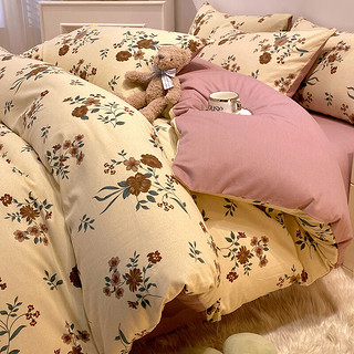 猫人纯棉磨毛四件套加厚全棉床上被套家用单双人床被罩床罩床上用品 曼丽 2.0m床【床单四件套】