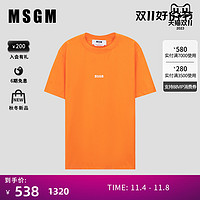 MSGM 22秋季新款女士纯棉圆领迷你LOGO短袖休闲T恤内搭上衣