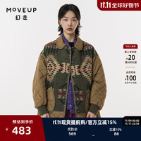 幻走（MOVEUP）.FUN系列翻领撞布设计师中长款毛呢外套女 军绿 L