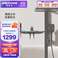 浪鲸 SSWW卫浴 淋浴花洒套装精铜主体独立按键数显花洒创新氛围灯浴室家用 【方管】轻奢风枪灰