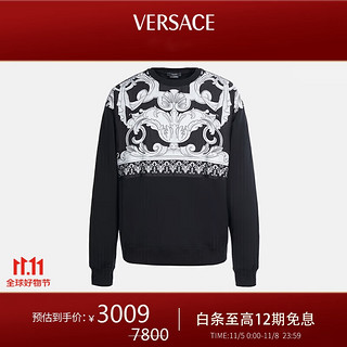 VERSACE 范思哲 22早秋 奢侈品男士黑色拼白色花纹卫衣棉质套头衫 1006478-1A04488-1B000 S