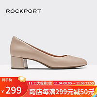 ROCKPORT 乐步 女鞋商务办公职场女性单鞋浅口方跟米色女装皮鞋CH9503 CH9503 37.5