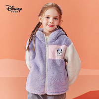 Disney baby 迪士尼女童外套冬季款羊羔绒外套秋冬新款儿童